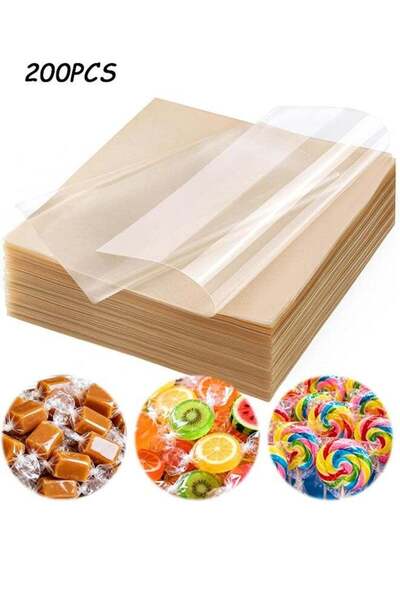 Generic 200 Sheets Candy Wrappers Clear Cellophane Wrap Roll 3.9x3.9 Inches C...