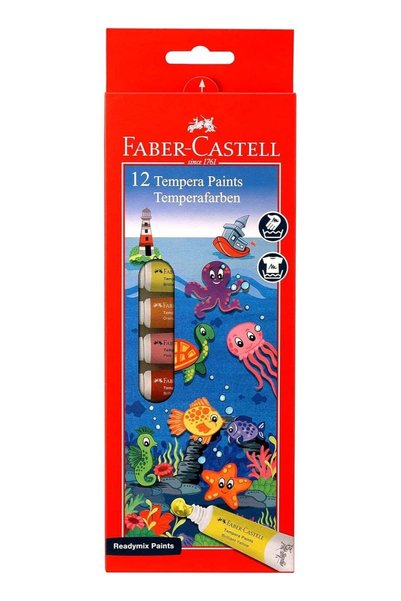 Generic FABER-CASTELL Faber Castell Tempera Paints Tube 12X9Ml Pack, Assorted,