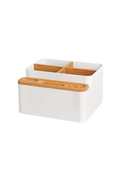 Generic Bamboo Desk Organiser Storage Box, Multi-purpose Office Desktop Tidy ...