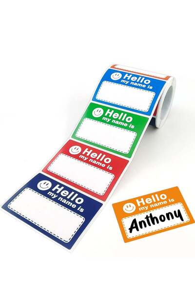 Generic Chielor 200 Pcs 5 Colors Name Tags Stickers, Colorful Border Name Tag...