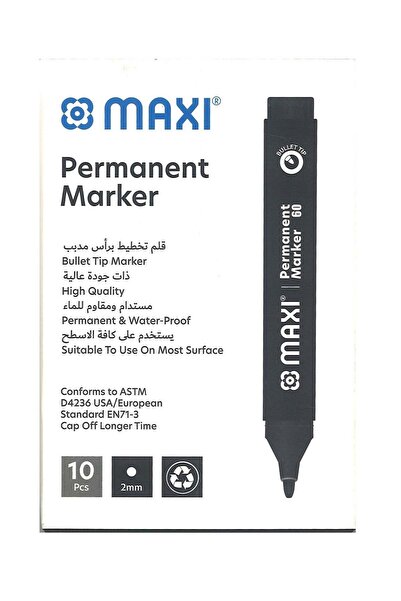 Generic 10-Piece Permanent Markers Round Tip Black Ink