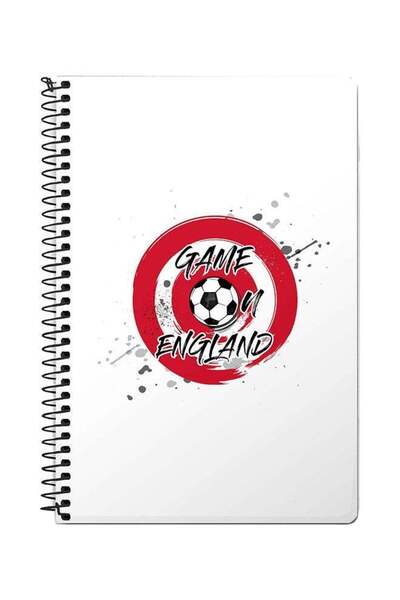 Generic Game On England A5 Spiral Notebook White/Red