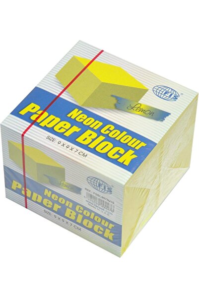 Generic FIS Neon Lemon Color Paper Block - 9x9x7cm