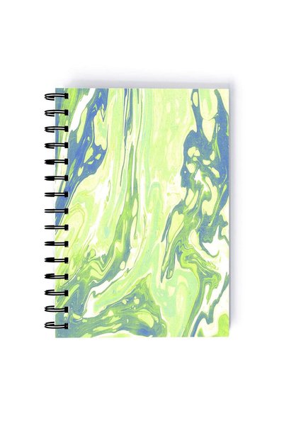 Generic Spiral A4 Notebook Marble Pattern Elegant Design Green Black Aesthetics