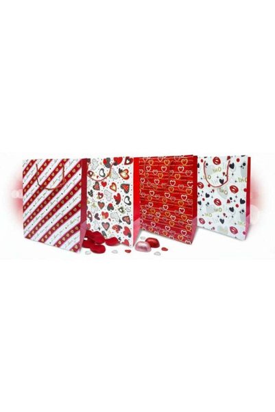 Generic Set of 4 Luxury Valentine’s Day Gift Bags - Multi-Design Festive Gift...