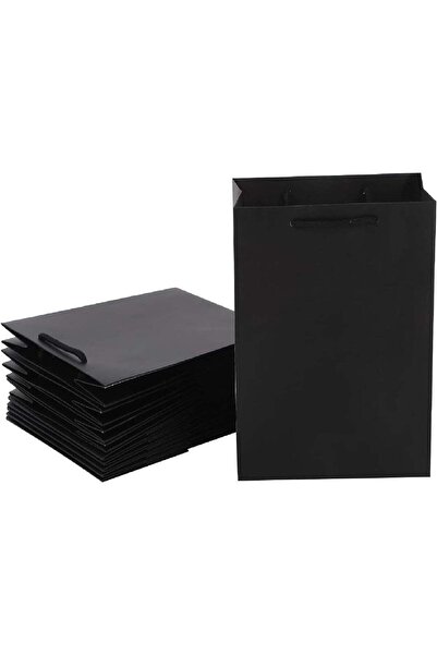 Generic REDDOTGIFT® Pack of 10 Textured Black Paper Gift Bags for Various Occ...