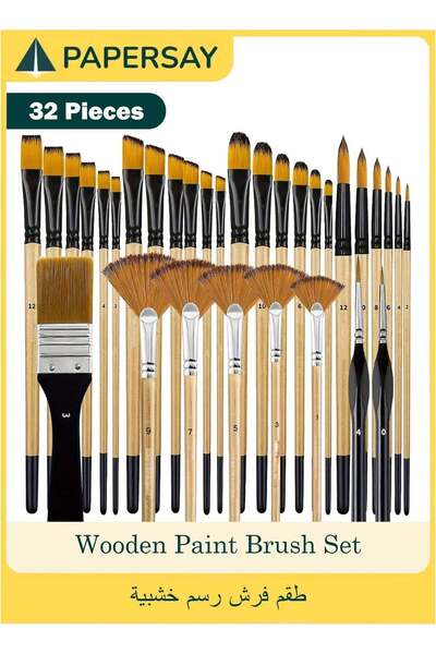 Generic 32 Pieces Paint Brush Set, Artist Series, Nylon Bristles with Round, ...