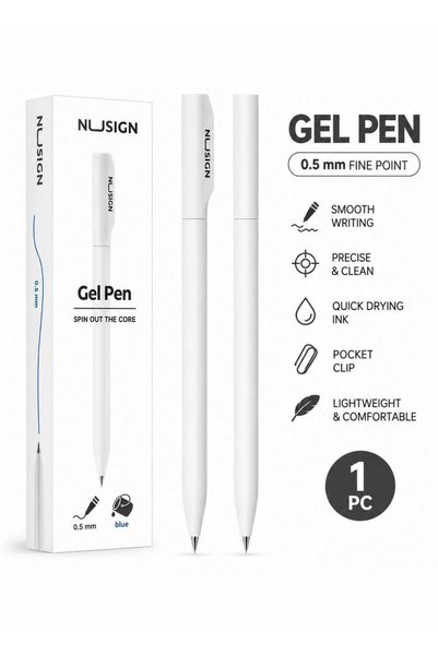 Generic 1-Piece Gel Ink Pen 0.5mm Tip Blue Ink White Body