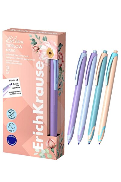 Generic 12-Piece Bloom Tipflow Matic Retractable Rollerball Pen Blue Ink