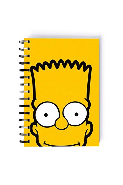 Generic Bart Simpson Face Pattern Printed Spiral A5 Notebook Yellow/Black