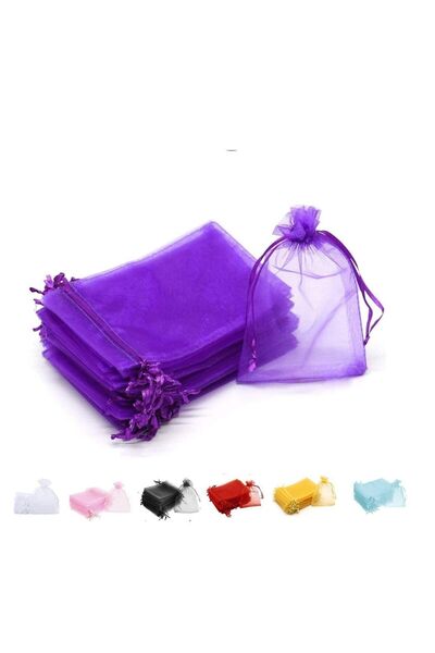 Generic [100 Pieces] Purple Organza Bags with Drawstrings - [9x12 cm] Organza...