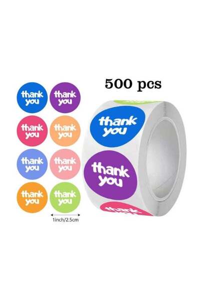 Generic 500 Pcs colorful Thank You Stickers, 2.5cm Round Roll Stickers for Gi...