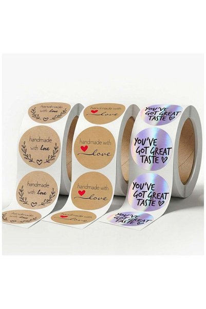 Generic Brown Kraft Paper Labels Stickers [1 Inch, 500 Pcs] Handmade With Lov...