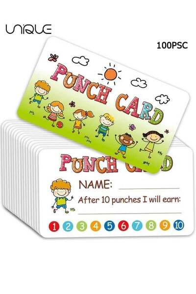 Generic Reward Punch Cards, 100pcs Reward Incentive Card for Teacher, Behavio...