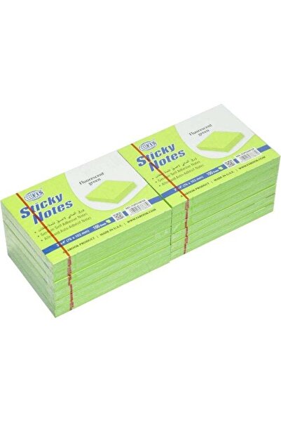 Generic FIS Sticky Notes, Fluorescent Green, 3 x 4 Inch, 100 Sheets per Pack,...