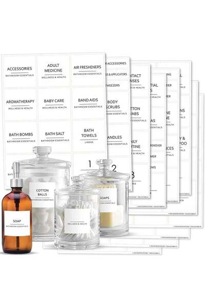 Generic Home Organization Labels, 144PCS Minimalist Bathroom Labels Set with ...