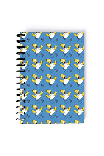 Generic Lazy Donut Homer Simpsons Printed Spiral A5 Notebook Yellow/Pink/White