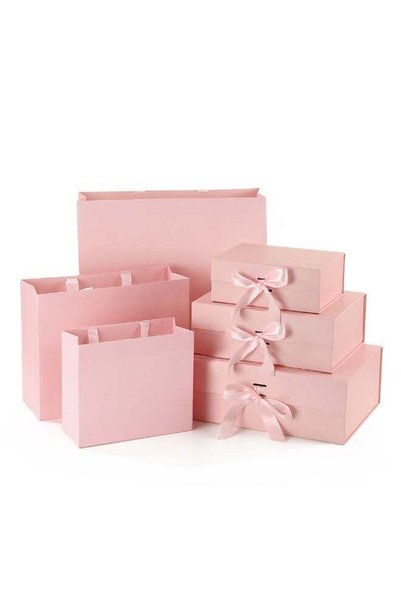 Generic Premium Pink Magnetic Gift Box with Ribbon & Carry Bag Set Elegant Gi...
