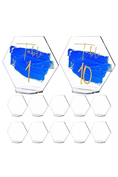 Generic "Acrylic Table Numbers/Blank with Stands Hexagon Clear Place Cards Se...
