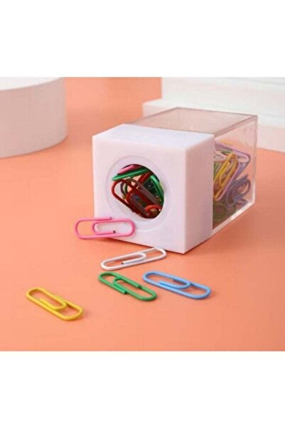 Generic Magnetic Paper Clip Storage Bucket With Paper Clips Colored Transpare...