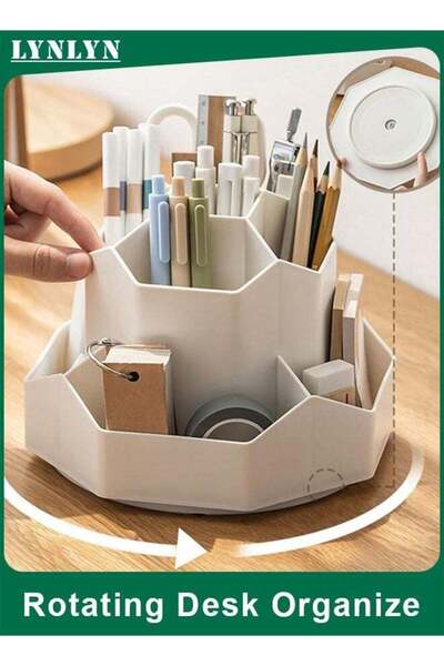Generic 360° Rotating Desk Organizer with 9 Compartments, Pen Pencil Holder f...