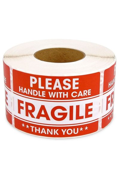 Generic Fragile Warning Stickers 500pcs 3 x 2 inch, Self Adhesive, Easy to Pe...