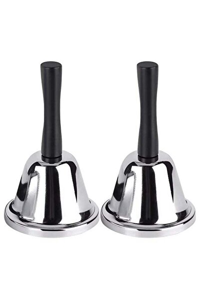 Generic Professional Hand Bell Set 2 Pack Silver Steel Call Bells with Wooden...