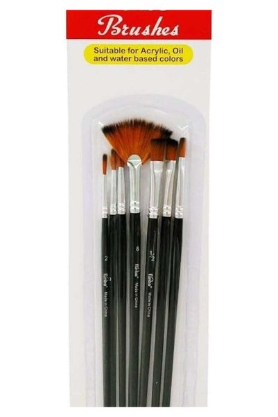 Generic Funbo Multi-Purpose Long Assorted Oil Color Brush Set - 7 Pieces (Siz...
