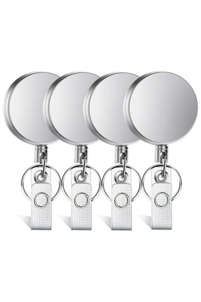 Generic 4 Pack Retractable Badge Reels Heavy Duty ID Card Holder with Carabin...