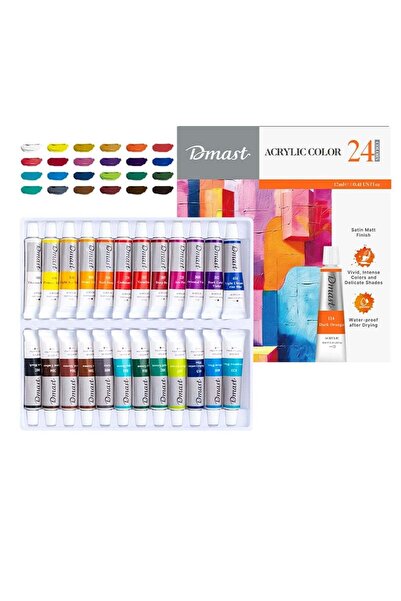 Generic 24-Piece Acrylic Paint Tube Set 12ml Content Per Tube Multicolour