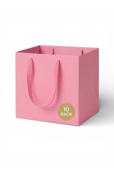Generic [10 Pack] Pink Square Paper Gift Bags, 25×25×25 cm – Large, 250 GSM T...