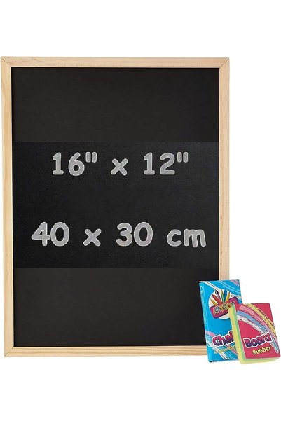 Generic Classic Wooden Framed Chalkboard Set (30x40cm) with Chalk and Eraser