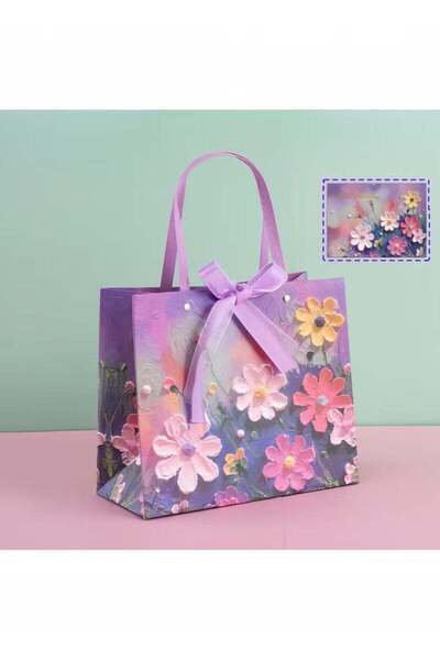 Generic Color Gift Bag with Handle Oil Painting Gift Paper Bags Medium Size S...