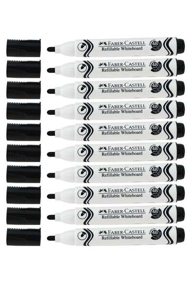Generic 10-Piece Dry Erase White Board Marker Black Ink Round Tip
