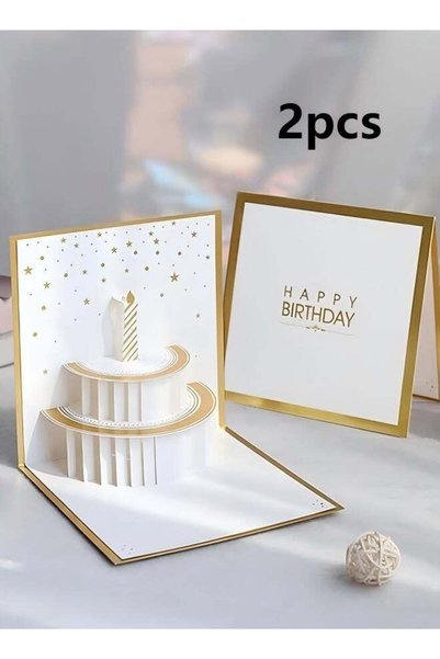 Generic 2pcs Fancy Elegant Design 3D Pop-Up Card, Greeting Card for Birthday,...