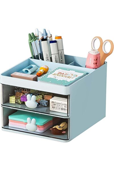 Generic Small Desk Organizer with Drawer, Multi-Functional Pen Pencil Holder ...