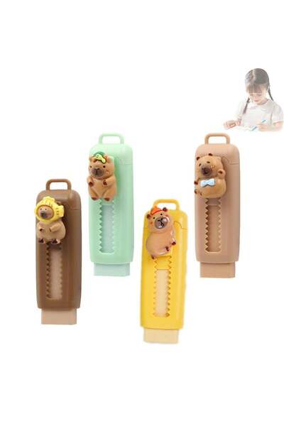 Generic Capybara Retractable Erasers, 4 PCS Cute Rubber, Push-Pull Rubber Era...