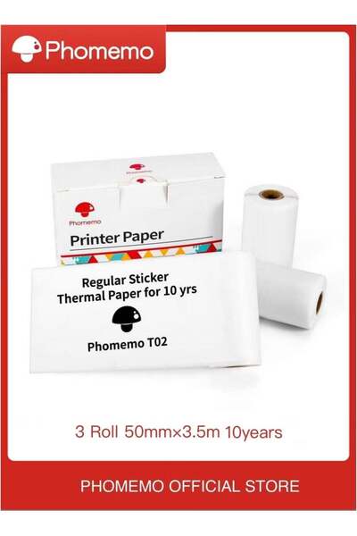 Generic 3 Rolls Portable Printer Thermal Sticker Paper, 50mm×3.5m, Compatible...