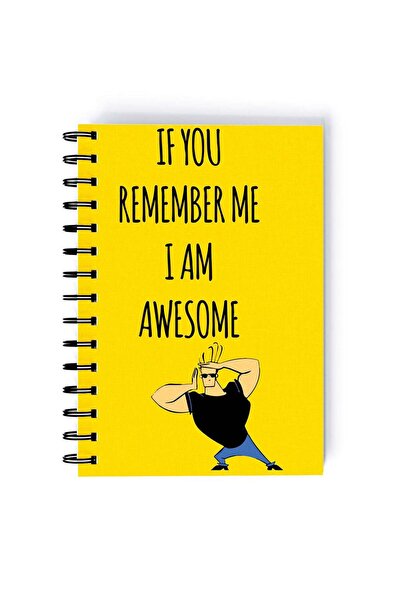 Generic Johnny Bravo Logo Printed Spiral A5 Notebook Black/Yellow/White