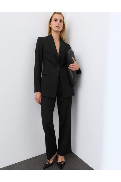 Marks & Spencer Saf Yün Yüksek Bel Straight Leg Pantolon