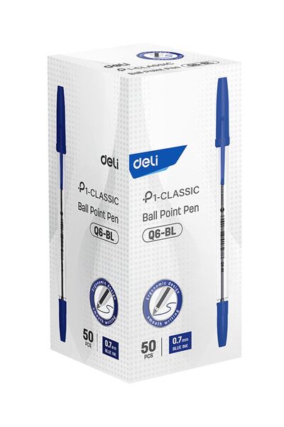 Generic 50-Piece Q6 Ballpoint Pen Set 0.7mm Tip Blue Ink