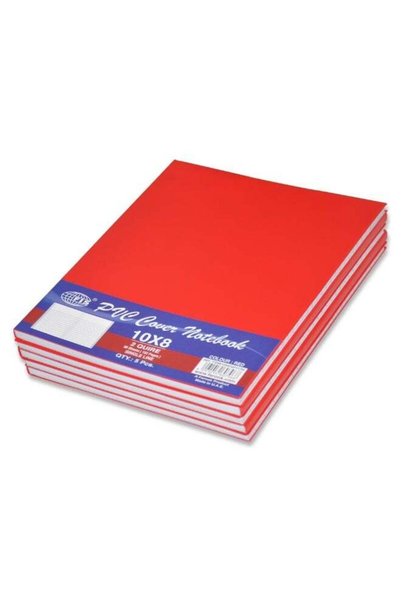 Generic PVC Cover Notebook 10X8 Inch, 2-Quires Red 5-Piece - FSNB10X82QPVCRE