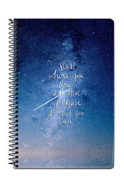 Generic Start, Use, Do A5 Spiral Notebook Blue/White