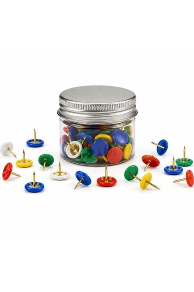 Generic Multicolor Push Pins with Clear Storage Jar Durable Steel Thumb Tacks...