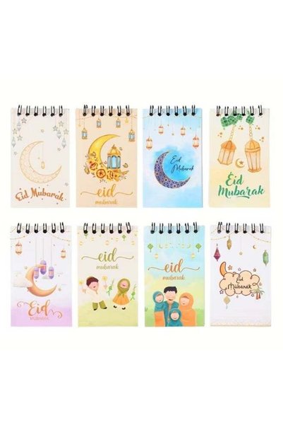 Generic 8PCS Eid Mubarak Mini Notepads – Moon & Star Spiral Notebooks for Ram...