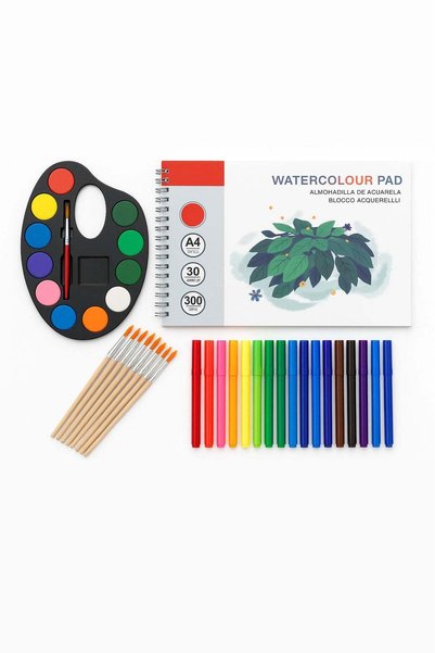 Generic Premium 38-Piece Art & Painting Set – 24 Color Markers, Watercolor Pa...