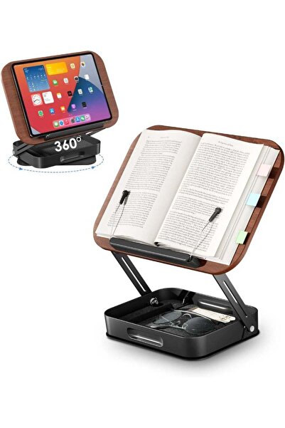 Generic Book Stand, Rotatable Wooden Book Display Stand with Height Adjustmen...