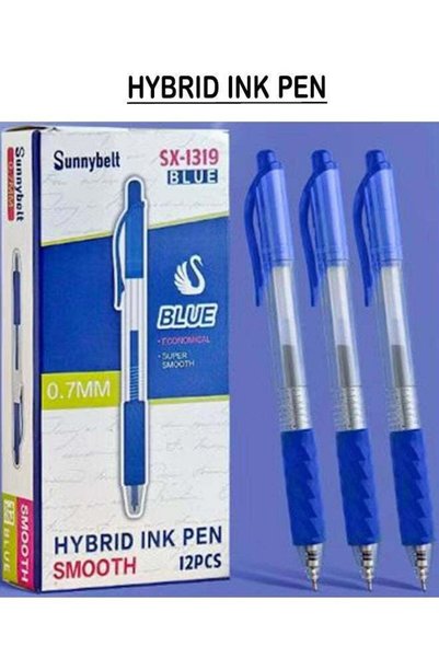 Generic 12 Pcs Blue Ball-point pen | Hybrid Rollerball Pen | Nib width 0.7MM