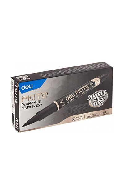Generic Deli, Permanent Marker Double Tips, 12 pieces Pack of 1, Black