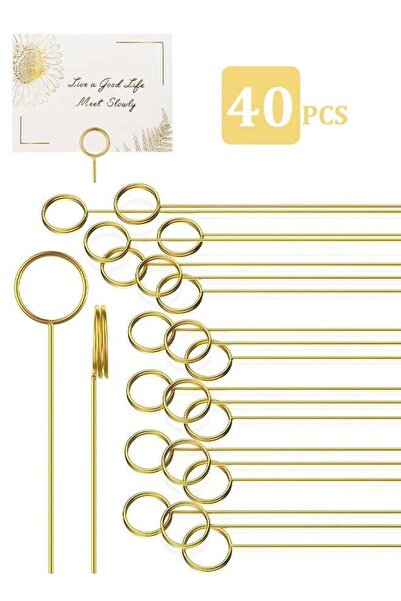 Generic 40PCS Floral Gold Place Card Holder, Round Shape Paddle Holder, for F...